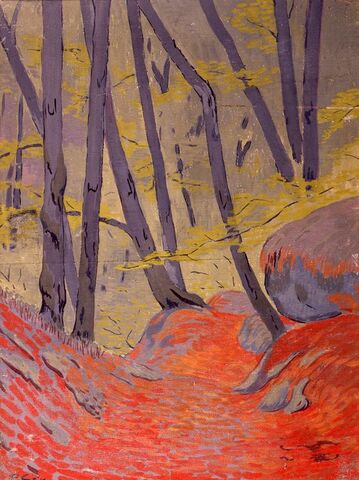 „Sous-Bois (Le Huelgoate)“, das Gemälde von Paul Sérusier, ist die Basis für die  Gestaltung des Schutzumschlages. Quelle: Musée Toulouse-Lautrec in Albi / © gemeinfrei.