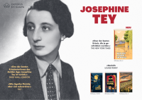 Plakat mit einem Bild von Josephine Tey und den Übersetzungen ihrer Romane. © Oktopus Verlag