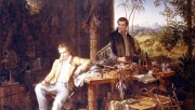 Naturforscher Alexander von Humboldt (l) mit dem französischen Botaniker Aimé Bonpland während einer Expedition in Südamerika. (imago/United Archives)