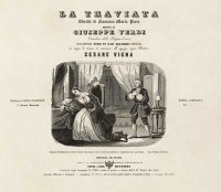 Titelblatt des Klavierauszugs, Ricordi um 1855, Szene aus dem dritten Akt. © gemeinfrei