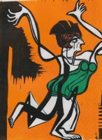 Kirchner: "Greta Palucca", Farbholzschnitt, 1930. Palucca (1902-1993) war eine deutsche Tänzerin und Tanzpädagogin. ©   Privatsammlung