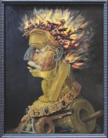 Brandstifter zünden dem Lemming das Haus an. Arcimboldo hat um 1566 seine Sicht von "Feuer und Krieg" gemalt. © free license