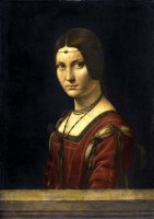 Ein Bild voller Geheimnisse: La Belle Ferronière. Vermutlich von Leonarda da Vinci gemalt, vermutich Lucrezia Crivelli, eine der Geliebten Ludovico Sforzas, oder auch seine Angetraute, Beatrice d'Este.  