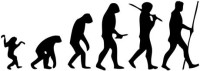 Ikonografie des Fortschritts. Die populäre Darstellung der (menschlichen) Evolution ist überholt. Sie vermittelt die falsche Vorstellung der Evolution als einen gerichteten Verbesserungsprozess. © wikipedia / free license